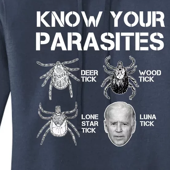 Know Your Parasites Anti Joe Biden Funny Women's Pullover Hoodie