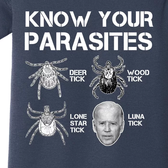 Know Your Parasites Anti Joe Biden Funny Baby Bodysuit