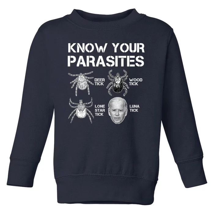 Know Your Parasites Anti Joe Biden Funny Toddler Sweatshirt