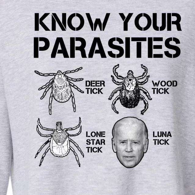 Know Your Parasites Anti Joe Biden Funny Cropped Pullover Crew