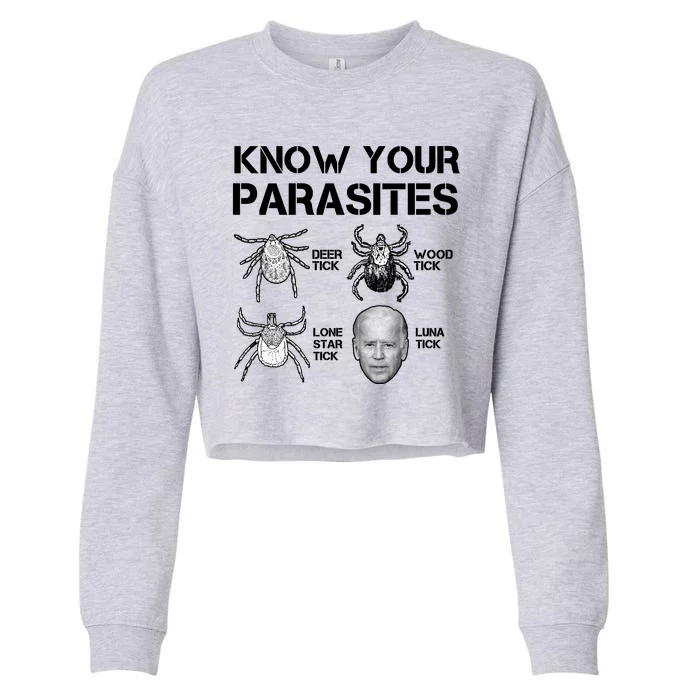 Know Your Parasites Anti Joe Biden Funny Cropped Pullover Crew