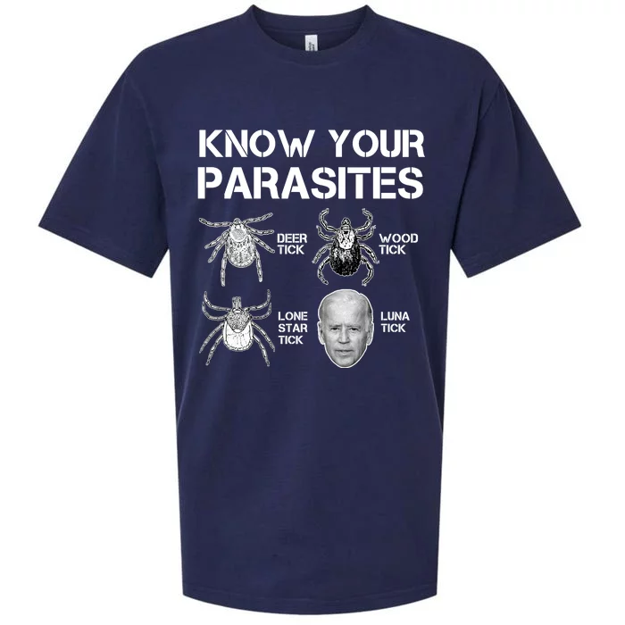 Know Your Parasites Anti Joe Biden Funny Sueded Cloud Jersey T-Shirt