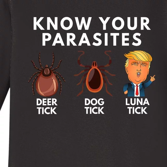 Know Your Parasites Deer Tick Dog Tick Luna Tick Anti Trump Baby Long Sleeve Bodysuit