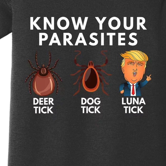 Know Your Parasites Deer Tick Dog Tick Luna Tick Anti Trump Baby Bodysuit