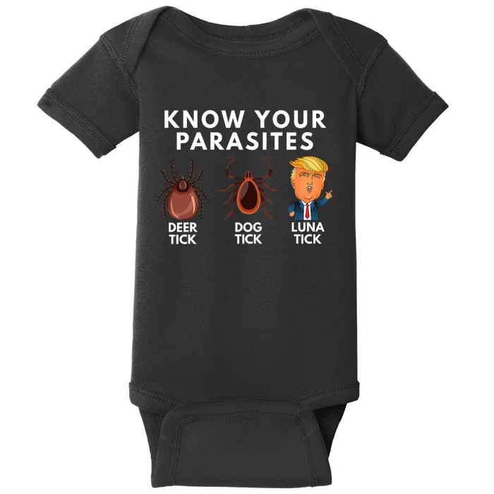 Know Your Parasites Deer Tick Dog Tick Luna Tick Anti Trump Baby Bodysuit