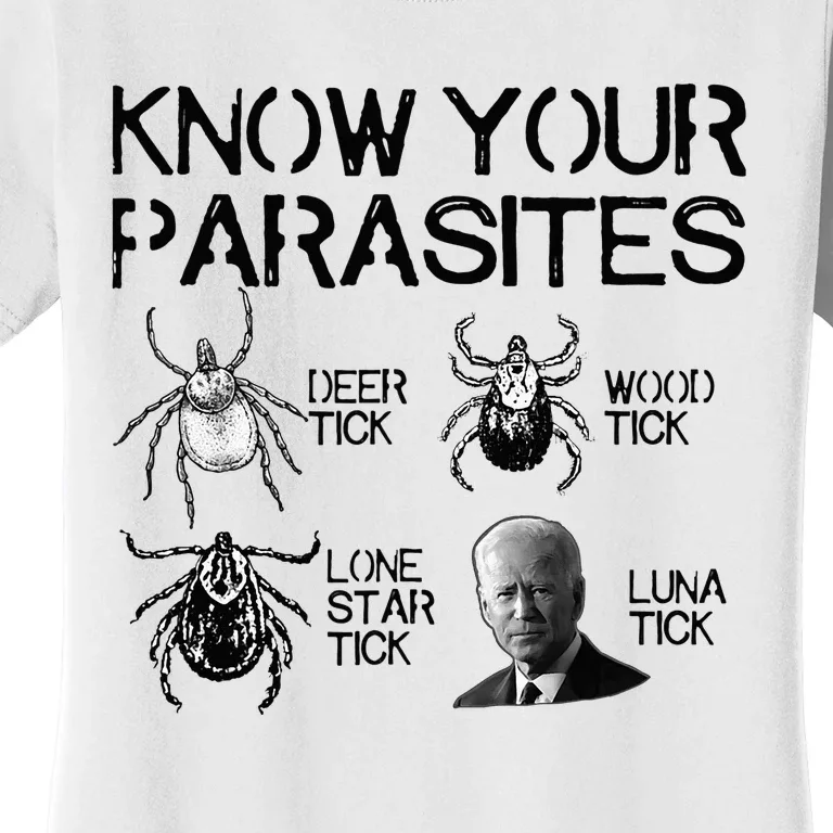 Know Your Parasites Anti Biden Funny Joe Biden Parody Women's T-Shirt