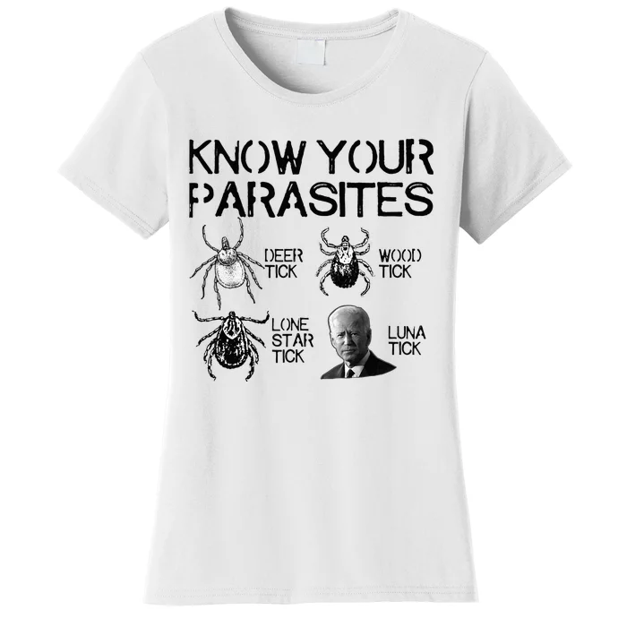 Know Your Parasites Anti Biden Funny Joe Biden Parody Women's T-Shirt