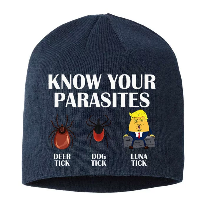 Know Your Parasites Anti Trump Democrat Vote Kamala 8 1/2in Sustainable Knit Beanie