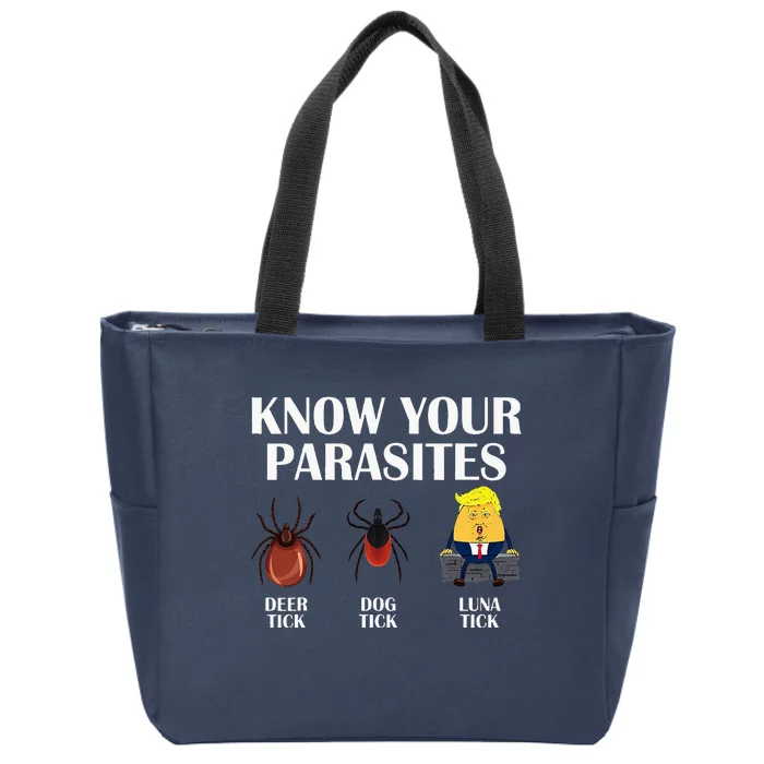 Know Your Parasites Anti Trump Democrat Vote Kamala Zip Tote Bag