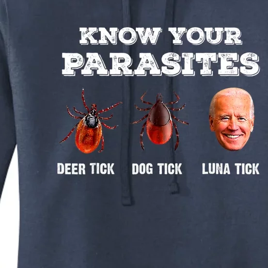 Know Your Parasites Anti Joe Biden Deer Tick, Dog Tick Women's Pullover Hoodie