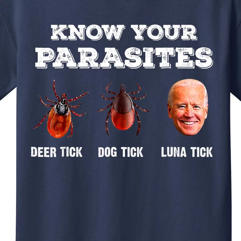 Know Your Parasites Anti Joe Biden Deer Tick, Dog Tick Kids T-Shirt