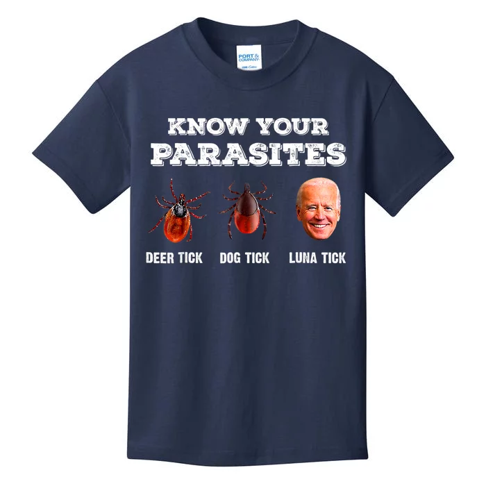 Know Your Parasites Anti Joe Biden Deer Tick, Dog Tick Kids T-Shirt