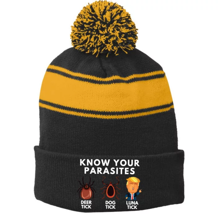 Know Your Parasites Anti Trump Stripe Pom Pom Beanie