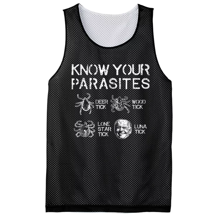 Know Your Parasites Funny Anti Against Joe Biden Lunatic Mesh Reversible Basketball Jersey Tank