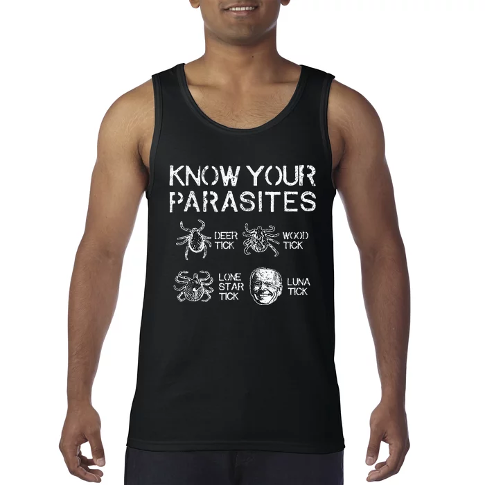 Know Your Parasites Funny Anti Against Joe Biden Lunatic Tank Top