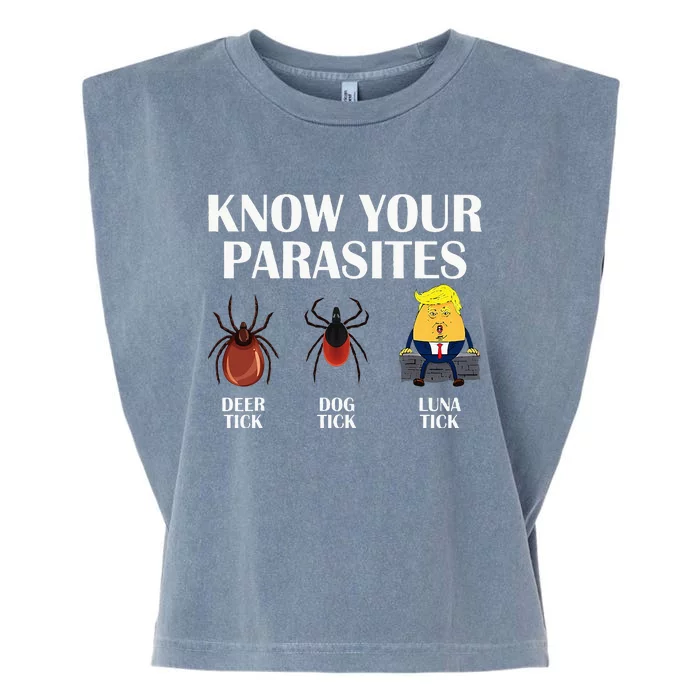 Know Your Parasites Anti Trump Democrat Vote Kamala Garment-Dyed Women's Muscle Tee