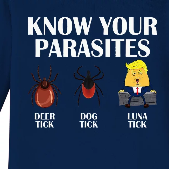 Know Your Parasites Anti Trump Democrat Vote Kamala Baby Long Sleeve Bodysuit