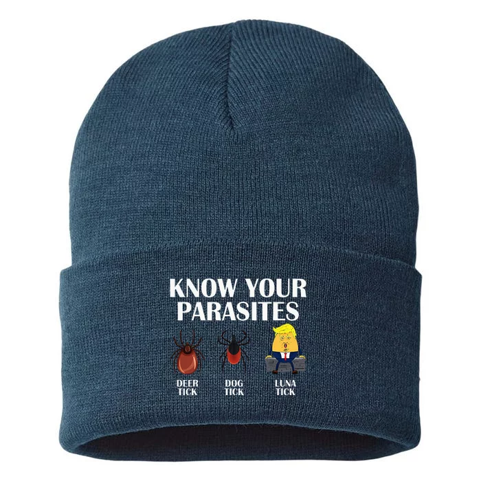 Know Your Parasites Anti Trump Democrat Vote Kamala Sustainable Knit Beanie