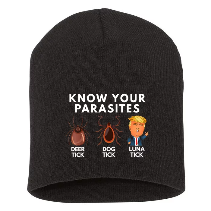 Know Your Parasites Deer Tick Dog Tick Luna Tick Anti Trump Short Acrylic Beanie