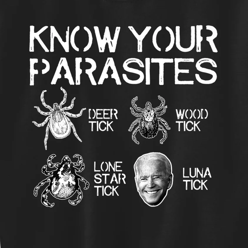 Know Your Parasites Tick Biden (On Back) TShirt Kids Sweatshirt