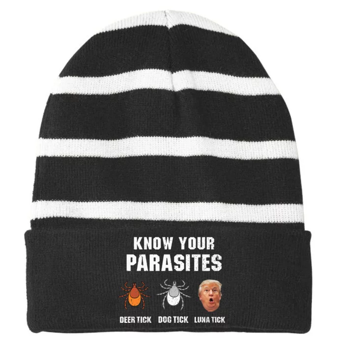 Know Your Parasites Funny Anti Trump Striped Beanie with Solid Band