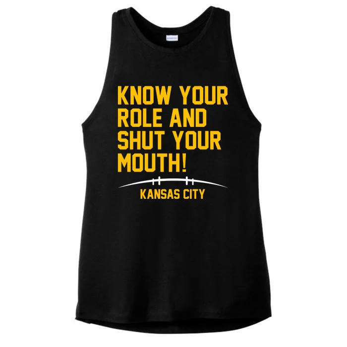 Know Your Role Shut Your Mouth Mahomes KC Ladies Tri-Blend Wicking Tank