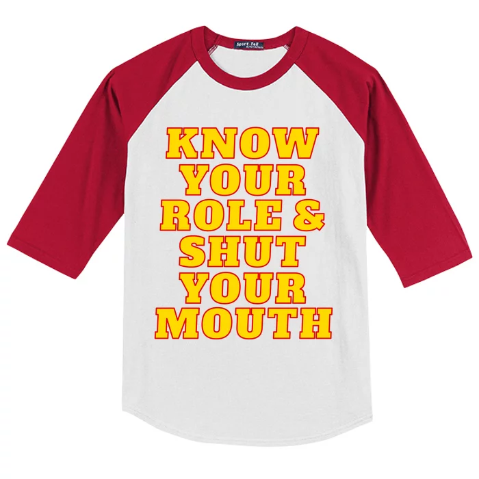 Know Your Role And Shut Your Mouth Kansas City Football Fan Kids Colorblock Raglan Jersey