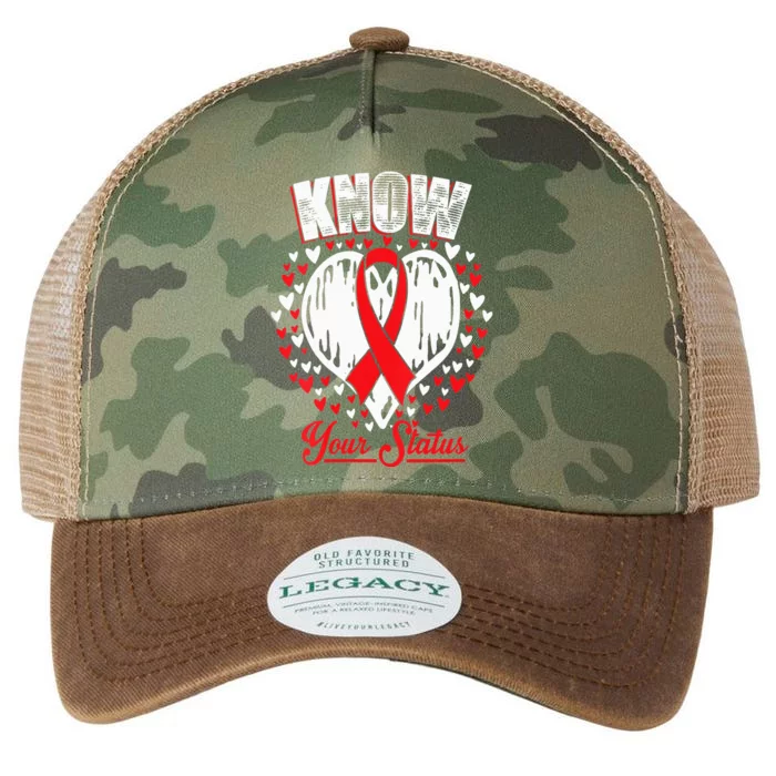 Know Your Status Aids Awareness HIV Awareness Red Ribbon Legacy Tie Dye Trucker Hat