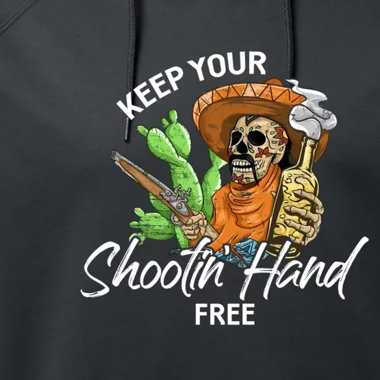 Keep Your Shooting Hand Free Funny Saying Performance Fleece Hoodie