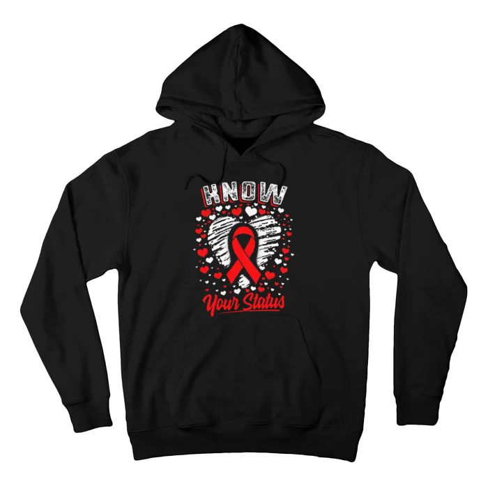 Know Your Status Red Ribbon Hiv & Aids Awareness Virus Hoodie