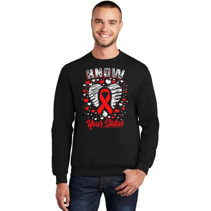 Know Your Status Red Ribbon Hiv & Aids Awareness Virus Sweatshirt