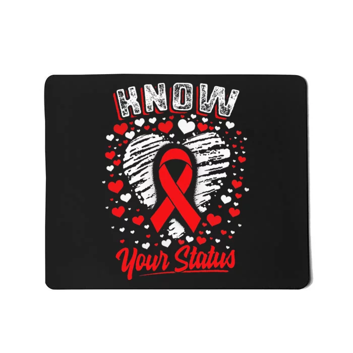 Know Your Status Red Ribbon Hiv & Aids Awareness Virus Mousepad