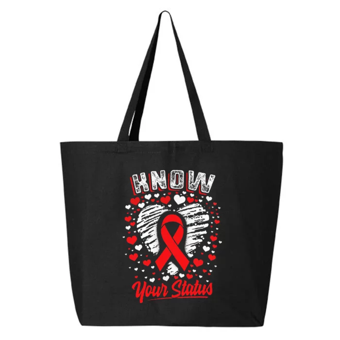 Know Your Status Red Ribbon Hiv & Aids Awareness Virus 25L Jumbo Tote