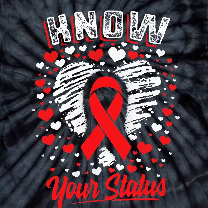 Know Your Status Red Ribbon Hiv & Aids Awareness Virus Tie-Dye T-Shirt