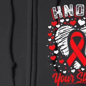 Know Your Status Red Ribbon Hiv & Aids Awareness Virus Full Zip Hoodie