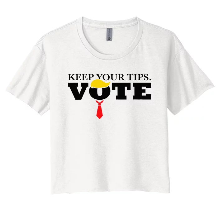 Keep Your Tips Vote Trump Im Voting Convicted Felon Women's Crop Top Tee