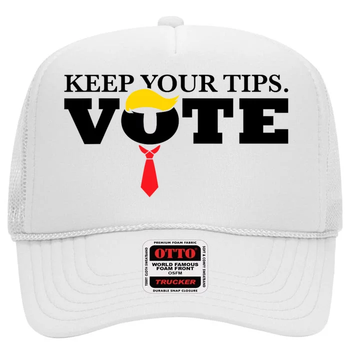 Keep Your Tips Vote Trump 2024 IM Voting Convicted Felon High Crown Mesh Trucker Hat