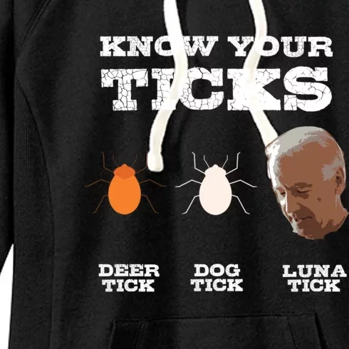 Know Your Ticks Joe Biden Gop Trump 2020 Funny Sleepy Creepy Gift Women's Fleece Hoodie