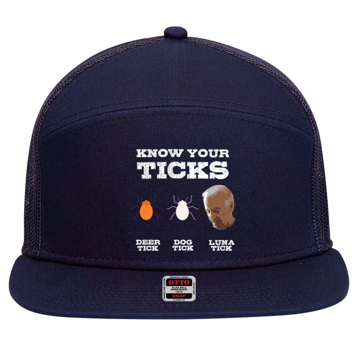 Know Your Ticks Joe Biden Gop Trump 2020 Funny Sleepy Creepy Gift 7 Panel Mesh Trucker Snapback Hat