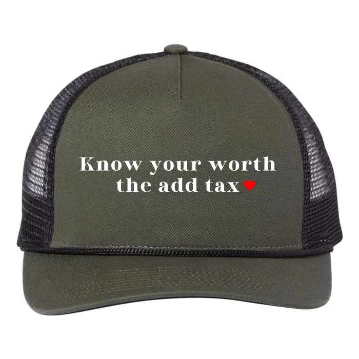 Know Your Worth The Add Tax Retro Rope Trucker Hat Cap