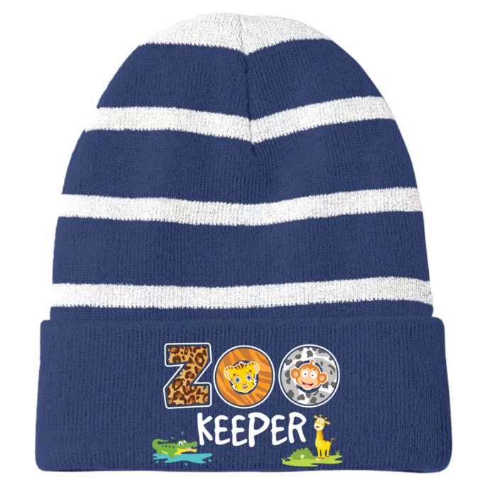 Kids Zookeeper Costume African Savanna Zoo Keeper Animals Lover Striped Beanie with Solid Band