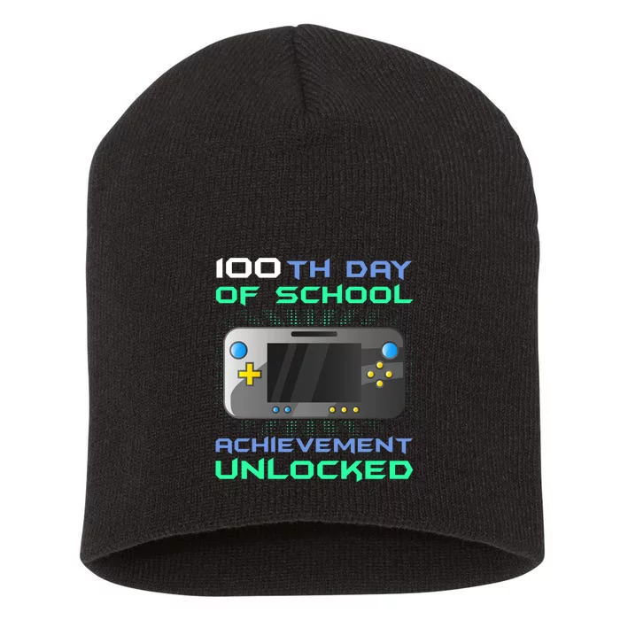 Level 100th Achievement Unlocked100 Days Of School Short Acrylic Beanie