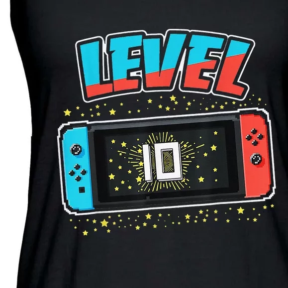 Level 10 Birthday 10 Years Old Video Games Gifts Ladies Essential Flowy Tank