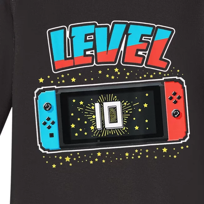 Level 10 Birthday 10 Years Old Video Games Gifts Baby Long Sleeve Bodysuit