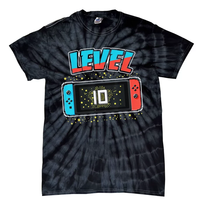 Level 10 Birthday 10 Years Old Video Games Gifts Tie-Dye T-Shirt