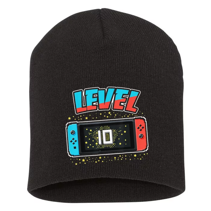 Level 10 Birthday 10 Years Old Video Games Gifts Short Acrylic Beanie