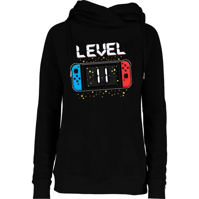 Level 11 Birthday Gaming 11 Year Old Video Games Gift Womens Funnel Neck Pullover Hood