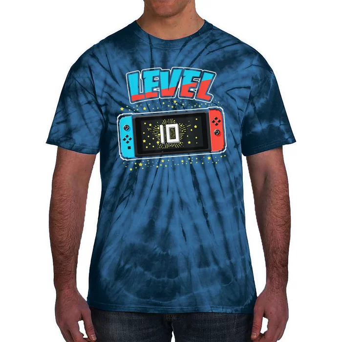 Level 10 Birthday 10 Years Old Video Games Gift Tie-Dye T-Shirt