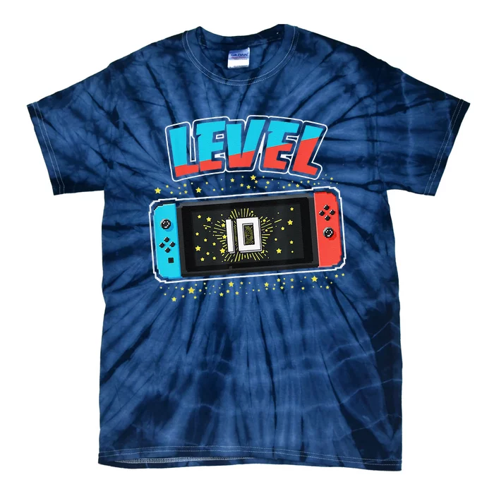 Level 10 Birthday 10 Years Old Video Games Gift Tie-Dye T-Shirt