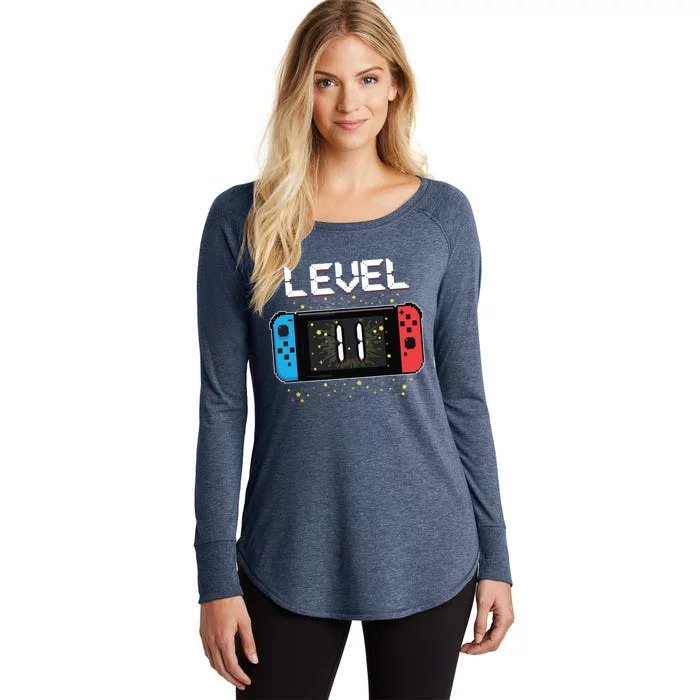 Level 11 Birthday Gaming 11 Year Old Video Games Gift Women's Perfect Tri Tunic Long Sleeve Shirt